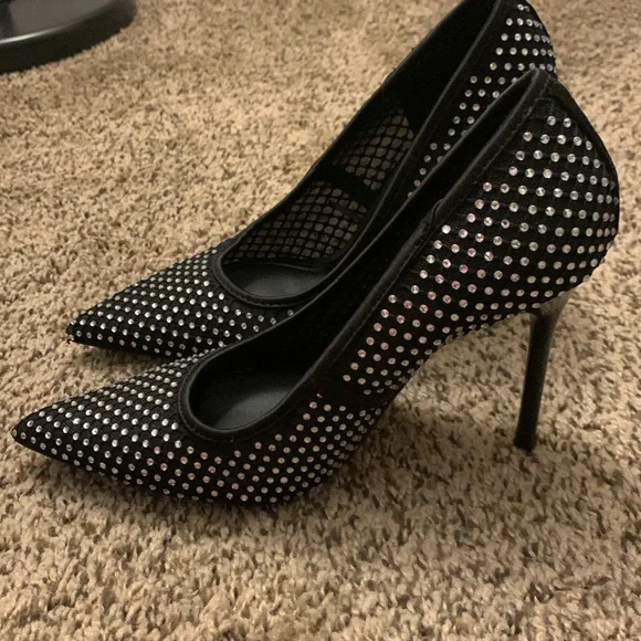 Zara sparkle diamond mesh heels stilettos, size 37 Never worn, NWOT,